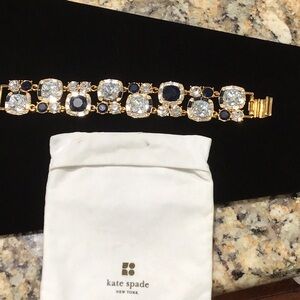 Kate Spade Gold Bracelet with Blue and Clear Crystals 8”